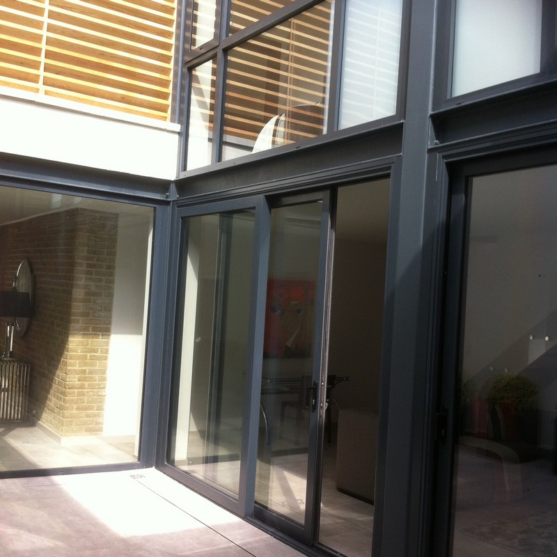Anthracite aluminium sliding patio doors fitted in Charlton